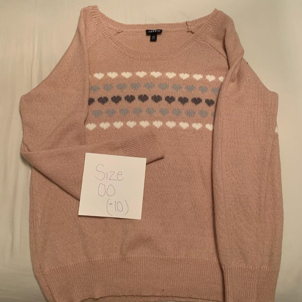 Torrid Pink Heart Sweater